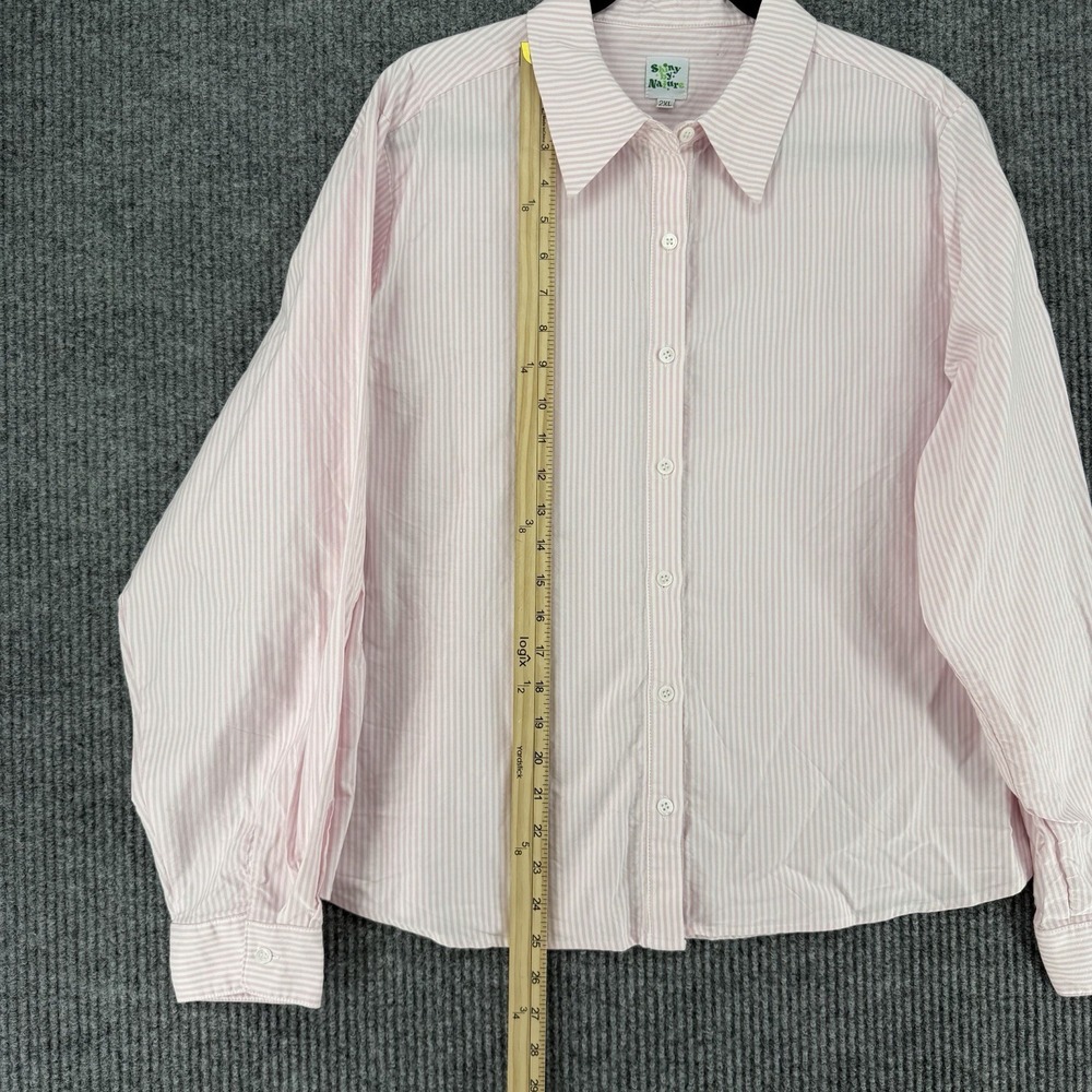 Shiny by Nature womens button up shirt long sleeve stripe cotton plus size 2XL - Picture 6 of 8